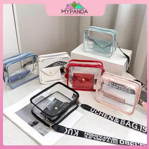 MYPANDA Túi trong suốt dành cho nữ kèm túi đeo vai bằng nhựa PVC trong suốt có dây đeo có thể tháo rời.