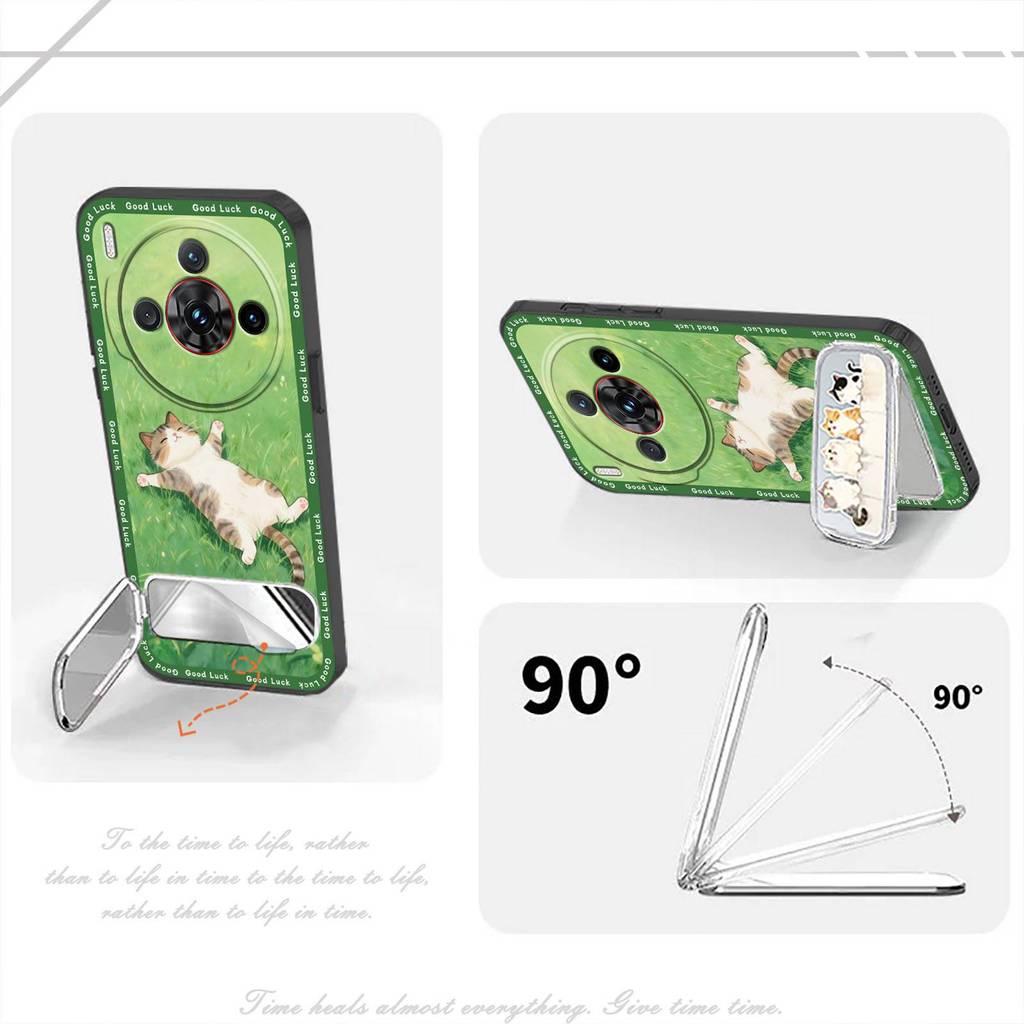 Ốp Điện Thoại Ba Chiều Silicon Cho ZTE Nubia Z60S Pro Giá Đỡ Điện Thoại Mặt Sau Vải Miếng Dán Gương Trang Điểm Chống Thấm Nước Chống Bụi Gương Bảo Vệ Dễ Thương 3D Vỏ Mềm TPU Sang Trọng