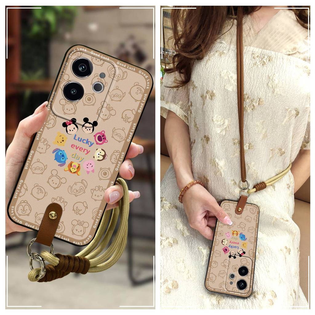 Ốp điện thoại Realme GT6 TPU dễ thương, dây đeo, chống va đập, bảo vệ toàn diện, thiết kế thời trang
