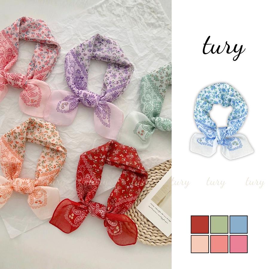 Khăn Lụa Chiffon Nữ 60 - Tury - Khăn Cotton Họa Tiết Hoa Nhí - ST016