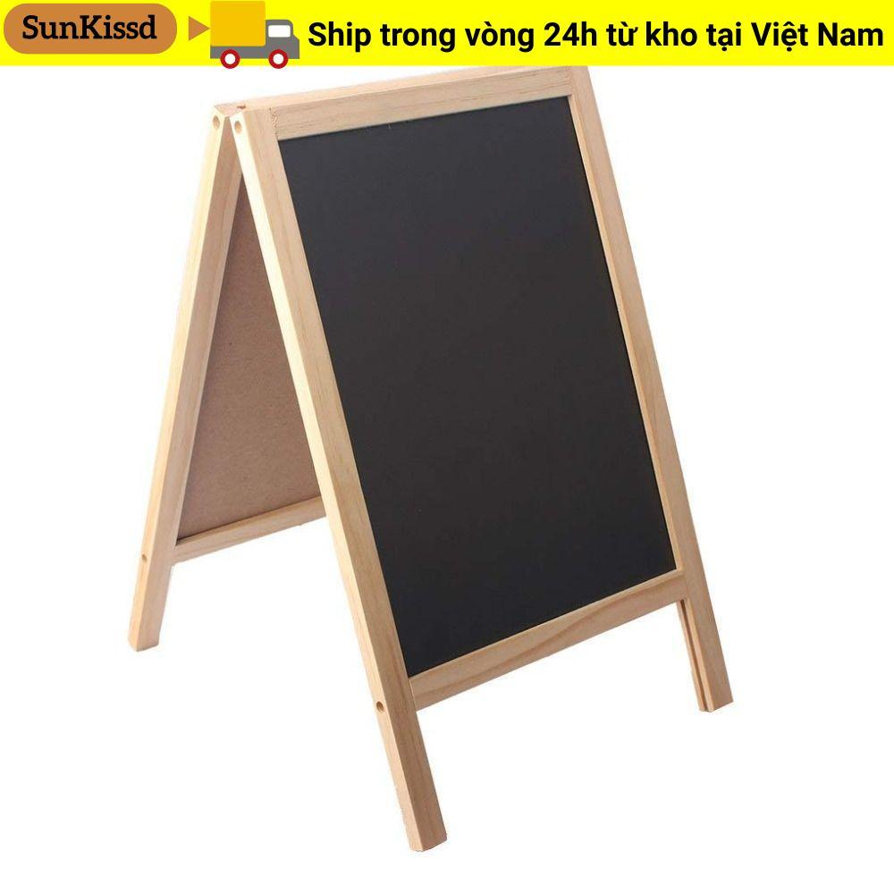 SUNKISSD Bảng phấn hai mặt khung gỗ, Bảng đen Mini 30x19cm chất lượng cao, Bảng hiệu hoạt động để bàn Menu