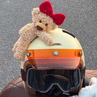 No helmet!! Motorcycle Helmet Full Face Helmet Decoration Doll Red Bow Quick Release Velcro ugKh