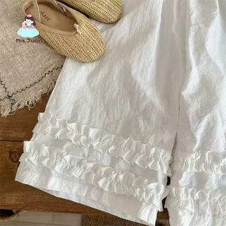 Quần ống rộng cho bé gái – Cotton mềm thoáng mát, phối bèo dễ thương, chống muỗi mặc hè