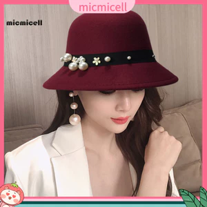 Mũ tròn nữ retro vintage với họa tiết ngọc trai giả, phong cách Anh Quốc, phù hợp cho nhà thờ