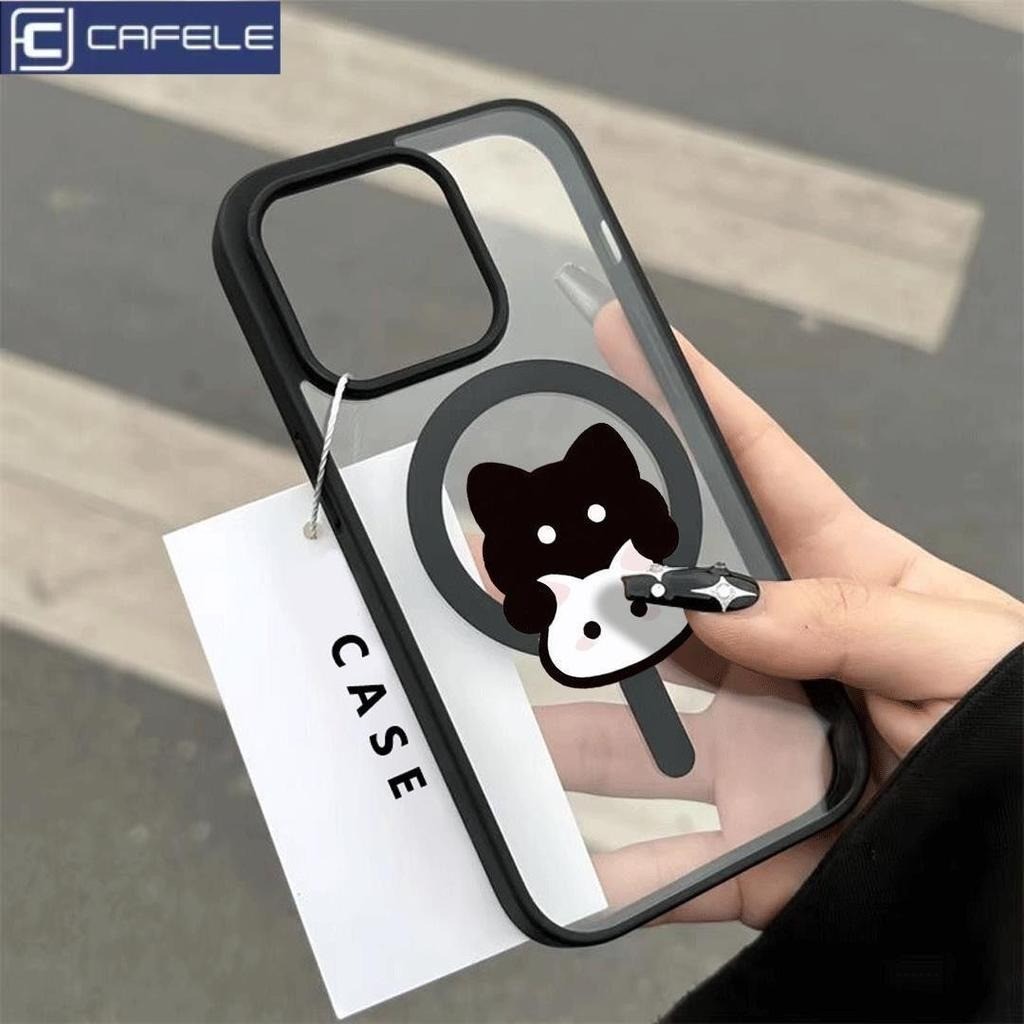 ốp lưng iphone Miếng dán chống rơi nam châm hình mèo đen trắng Cho Iphone 17 14 15 16 7 xs xr 13 11 12 Pro Max Plus