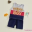 Bộ trang phục 2 món hình gấu chữ thêu cổ tròn không tay + quần short