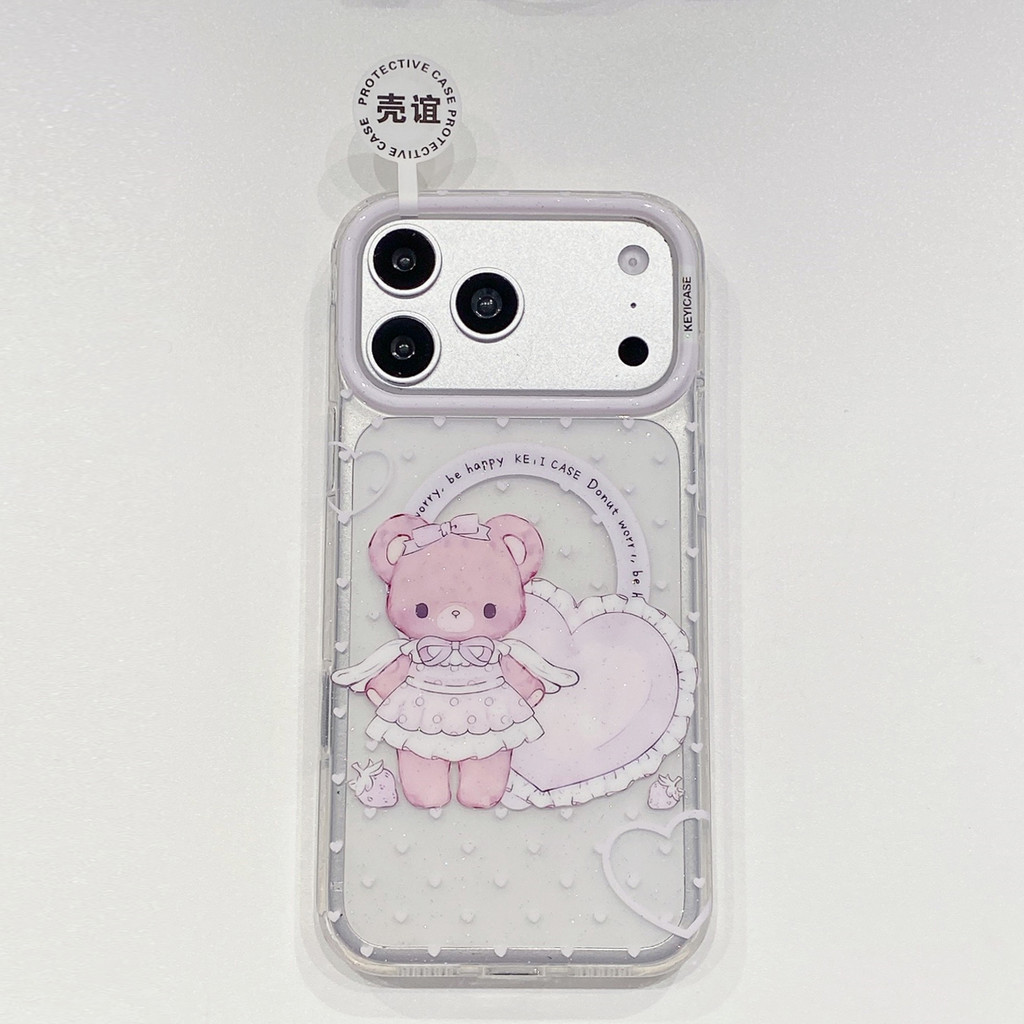 Ốp điện thoại hình gấu dạng bột dính từ tính Vỏ điện thoại cho IPhone 17 Pro Max 17 16 Pro Max 15 14 Vỏ điện thoại chống rơi QM0E