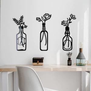 JM1069 Xuyên Biên Giới 3D Ba Chiều Rỗng Bình Chậu Cây Acrylic Gương Miếng Dán Trang Trí Nhà Cửa Gương Tự Dính Nhãn Dán Tường