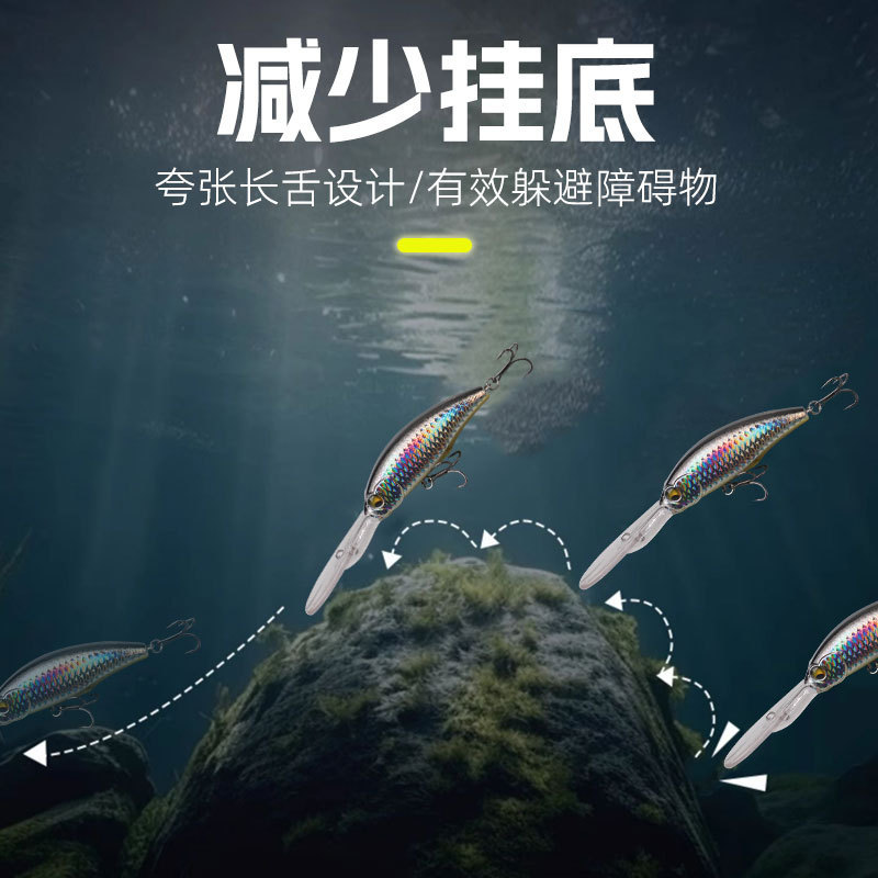 Bị treo Minnow Lure Mullet Mồi lặn sâu Mồi nước ngọt Mồi treo Lưỡi dài Minnow Mồi giả