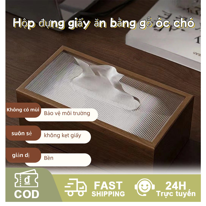 Hộp khăn giấy bằng gỗ tự nhiên cao cấp, dày dặn, bền và đẹp, trang trí bàn phòng khách thanh lịch, hộp gỗ