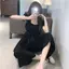 Mùa hè Phiên bản Hàn Quốc Cổ vuông Ôm hơn Áo liền quần tay bay xù Bộ áo liền quần cạp cao thời trang Quần ống rộng nữ