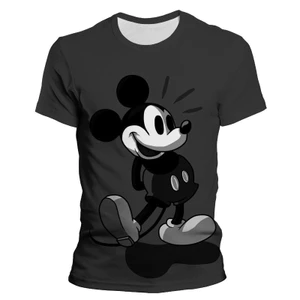 Áo Thun Unisex Cổ Tròn Tay Ngắn Hình Chuột Mickey 3D