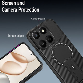 Dành Cho Honor X6c 4G / X7d / 400 Vỏ Thông Minh 5G Kết Cấu Sợi Carbon Mặt Sau Cứng Từ Tính Có Chân Đế Cạnh TPU Mềm Chống Sốc Mỏng