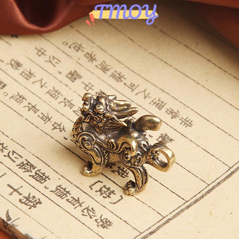 TMOY Tượng Tượng Hình Giàu Có Đồng Thau Trang Trí Thịnh Vượng Phong Cách Trung Hoa Trang Trí Qilin Rồng Lu Động Vật Phong Thủy Vintage TMOY