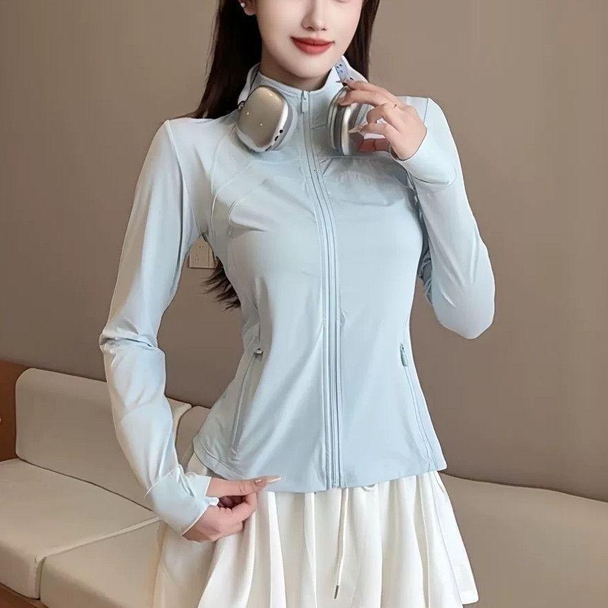 [Thời gian giới hạn Seckill] Quần áo chống nắng màu vàng kem Slim-fit dành cho nữ 2026 Phong cách mới Cổ đứng chống nắng Quần áo Ice Silk Yoga Quần áo F