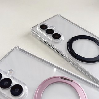 Ốp từ tính trong suốt Samsung Galaxy Z Fold 7/6/5/4, bản lề kép, sạc không dây, chống sốc, có chân đế gập