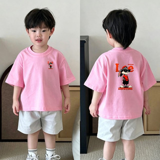 (Từ 1-12 tuổi) Áo thun ngắn tay trẻ em, Áo in hình thỏ hoạt hình cho bé trai, Áo cổ tròn