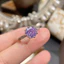 Nhẫn nữ thủ công màu xanh hải quân với hoa hồng kim cương nhiều màu sắc - Cá tính và đa năng