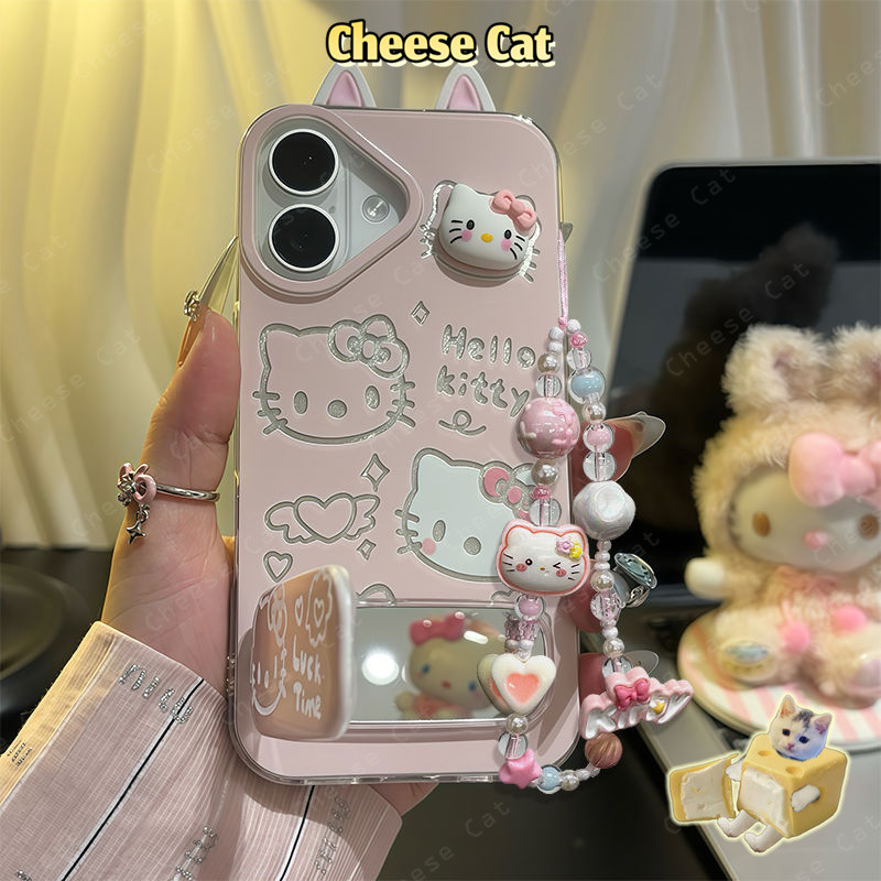 Gương Giá Đỡ Điện Thoại Tai Mèo 3D Kitty Dành Cho iPhone Xs XR 11 12 13 14 15 16 17 Pro Max 16E 7Plus