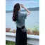 Áo Khoác Denim Ngắn Phối Hợp Với Áo Polo Short Nam Tông Phong Cách Retro Cho Nữ