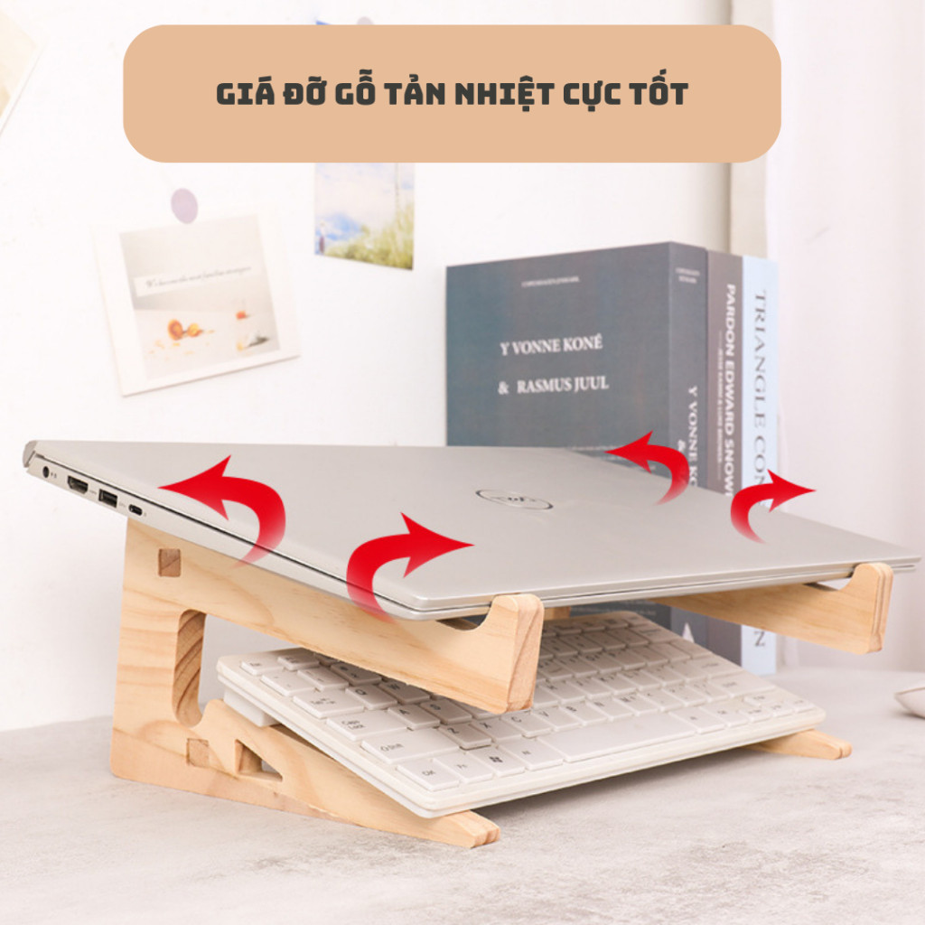 Giá Đỡ, Kệ Laptop Macbook Chất Liệu Gỗ Thông Cao Cấp giúp máy tính tản nhiệt chống nóng máy - FUTURECH