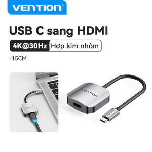 Vention Bộ Chuyển Đổi USB C Sang HDMI Thunderbolt 3, dây Type C Sang HDMI Hỗ Trợ USB 3.1 1080P 4K UHD