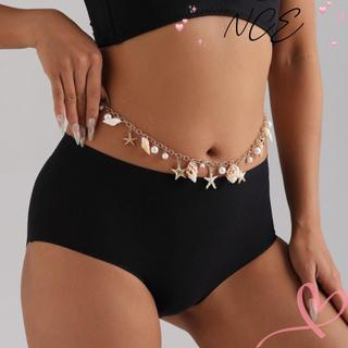 Dây thắt lưng vỏ sò rỗng, thiết kế giả sao biển, phù hợp cho bikini mùa hè