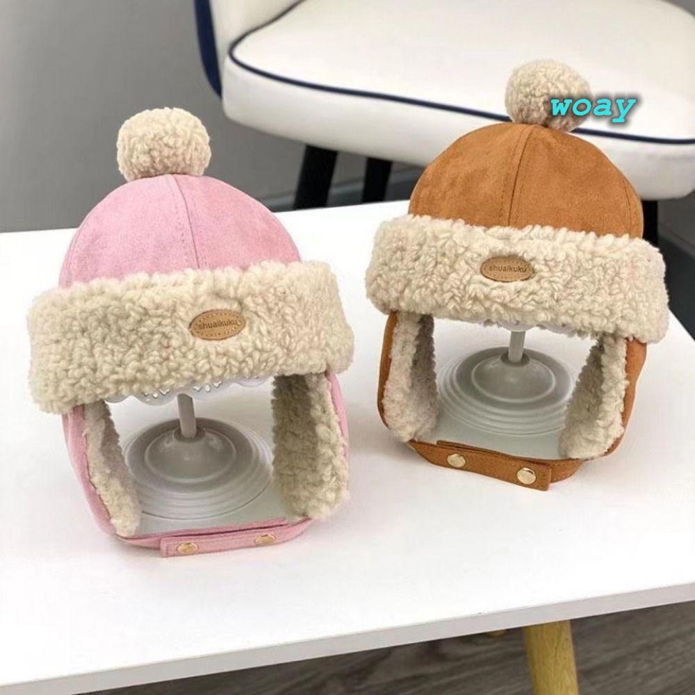 WOAY Kid Lei Feng Hat, Boy Girl Thicken Warm Scarf Hat Set, Bảo vệ tai chống gió Mũ chui đầu trẻ em đa năng