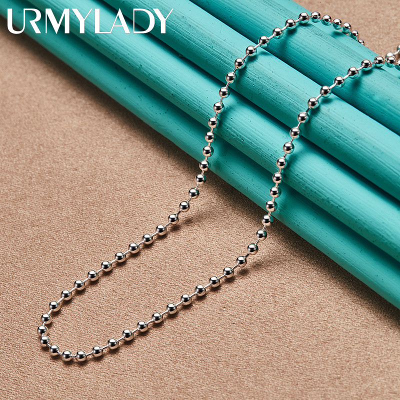 URMYLADY Bạc 925 Hạt Vòng cổ 16-30 Inch Cho Nữ Tiệc Cưới Trang Sức Thời Trang