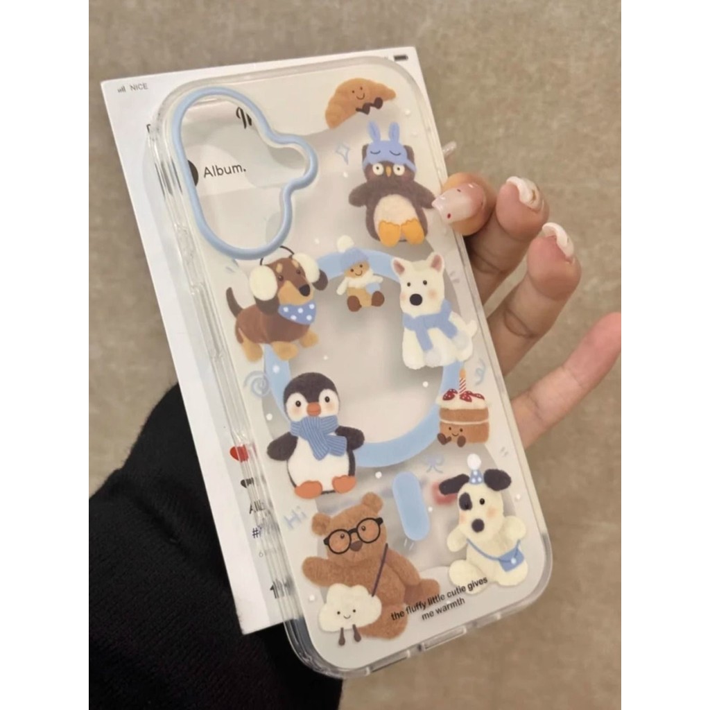 Nhạc lắc chim cánh cụt xanh có từ tính Áp dụng cho vỏ điện thoại Apple 16promax iphone15 / 14 Mềm 12 /112025.12.19
