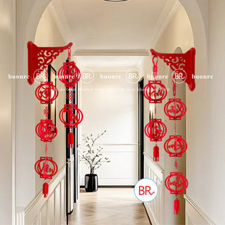 [Trang Trí Tết 2026]Combo 2 Khánh Đèn Lông Treo Tường Ép Nhung 5 Quả Dán Tường Kèm Giá Đỡ Decor Nhà Cửa, Quán Cafe ANGI