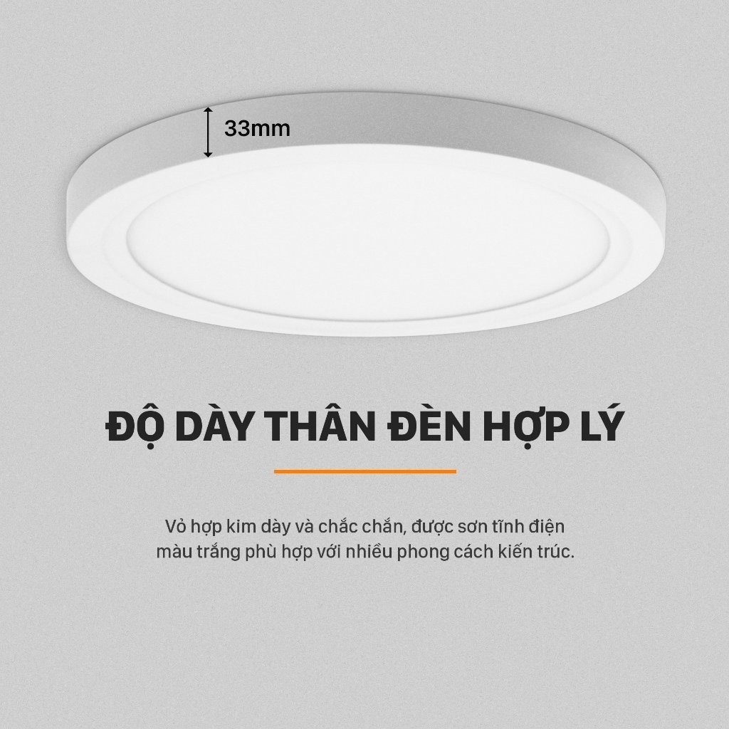 Đèn LED ốp trần Mỹ Linh tròn gắn nổi 18W, 24W. Đèn led ánh sáng trắng 6500K, phòng khách, ban công