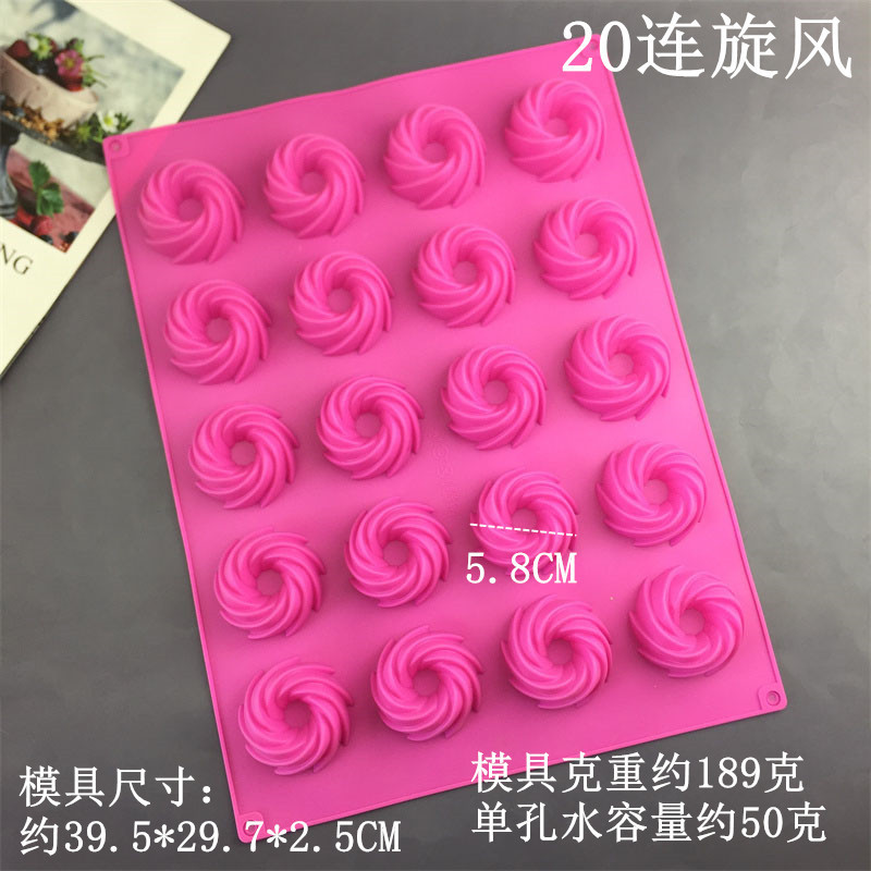 30 Khoang Vàng thỏi 20 Lỗ Xoắn Ốc Gió Bánh Donut Khuôn Silicon Fondant Bánh Sô Cô La Hương Liệu Handmade Xà Phòng Khuôn