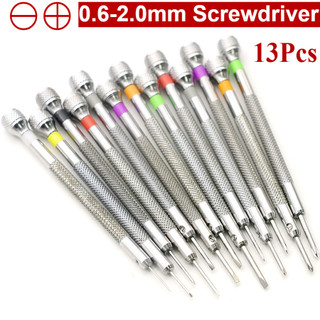 Bộ tuốc nơ vít chính xác 13 chiếc để sửa chữa đồng hồ - Đầu phẳng & Đầu Phillips (0,6-2,0mm) Tua vít để sửa chữa đồng hồ Thay đổi dây đeo đồng hồ