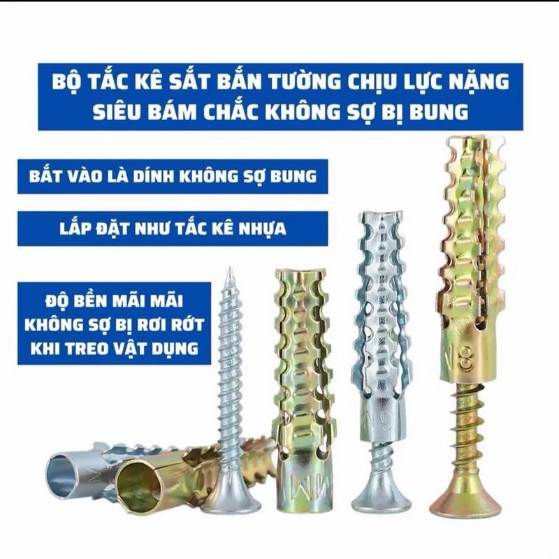 Combo 50 Tắc Kê Sắt+ 50 Vít Chịu Lực  Bằng Kim Loại Chịu Lực Cao, Tạo Sự Vững Chắc Khi Treo