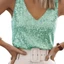 Pealike Nữ Không Tay Sparkles Shimmer Camisole Vest Lấp Lánh Sequins Tank Tops