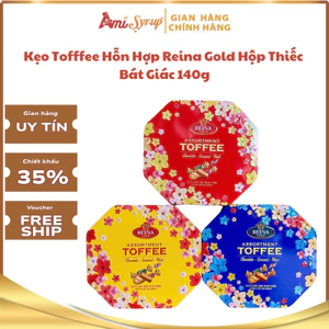 Kẹo Tofffee Hỗn Hợp Reina Gold Hộp Thiếc Bát Giác 140g, Đẳng Cấp Kẹo Bơ Sữa Thượng Hạng