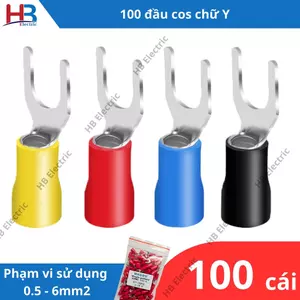 100 Đầu cos chữ Y - cos chữ U - cos chỉa - cos chẻ 4 màu dùng cho dây điều khiển SV1.25-4 ,SV2-4, SV3.5-5, SV 5.5-6