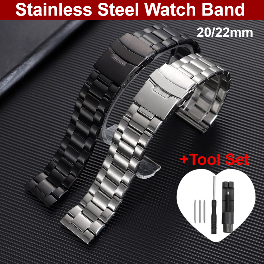 Dây đeo đồng hồ bằng thép không gỉ 20mm 22mm cho SEIKO Diver TUNA Samurai 3 hạt Dây đeo đồng hồ SKX007 SNX Vòng tay dành cho nam nữ Dây đeo cổ tay kim loại