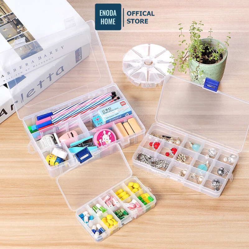 Hộp Đựng Đồ 8 Ô - 36 Ô ENODA HOME, Hộp Nhựa Trong Suốt Đựng Phụ Kiện, Trang Sức, Charm Chia Nhiều Ngăn P081