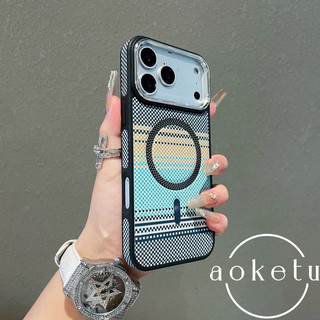 Miếng dán da họa tiết lưới thích hợp cho vỏ điện thoại iPhone 17 Pro, Apple 16 Promax niche 15 da toàn cạnh 14 vỏ bảo vệ từ tính 13 vỏ bảo vệ chống rơi 12 vỏ bảo vệ