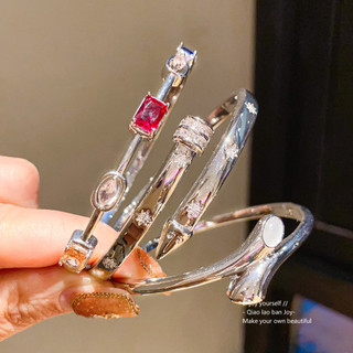 Châu Âu Mỹ ins Phong Cách Mới Kẻ Sọc Zircon Hình Học Khóa Vòng Tay Nữ