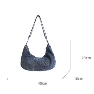 GC2 Nữ Ins Túi Đeo Ngang Denim Dung Tích Lớn Túi Đeo Vai Bền Di Động Có Dây Đeo Có Thể Điều Chỉnh CG2