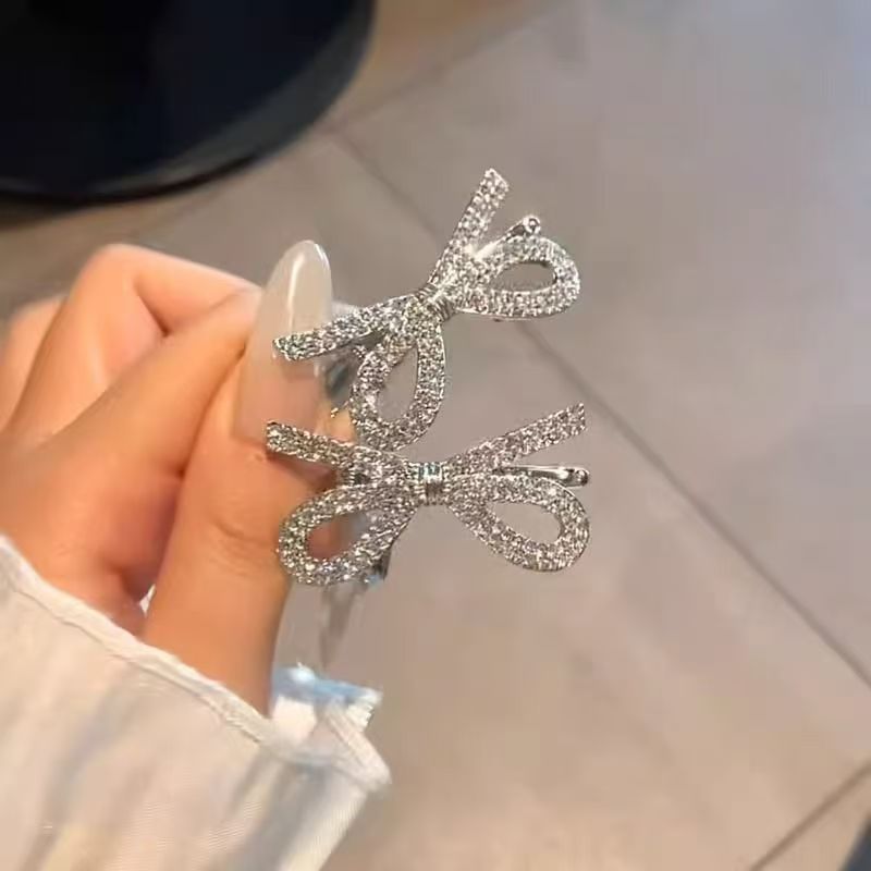 Kẹp tóc có nơ và kim cương giả nhấp nháy, dành cho cô gái