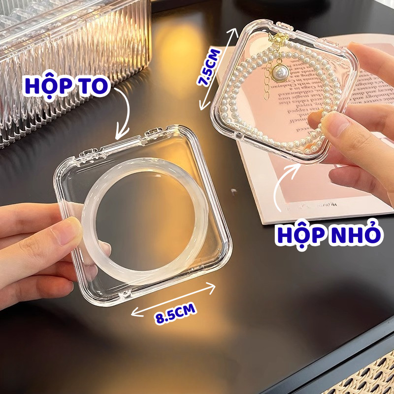 Hộp Bảo Quản Trang Sức Trong Suốt Có Nắp DINO– Chất Liệu PET, PS– Đựng Nhẫn, Vòng Tay Gọn Gàng