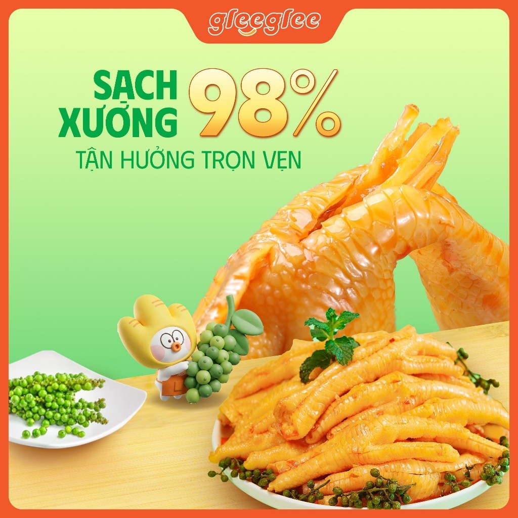 Combo Chân Gà Rút Xương GleeGlee VỊ TIÊU XANH 21g Cay Tê Thơm Chắc Thịt Sạch Xương, Chuẩn ISO 22000