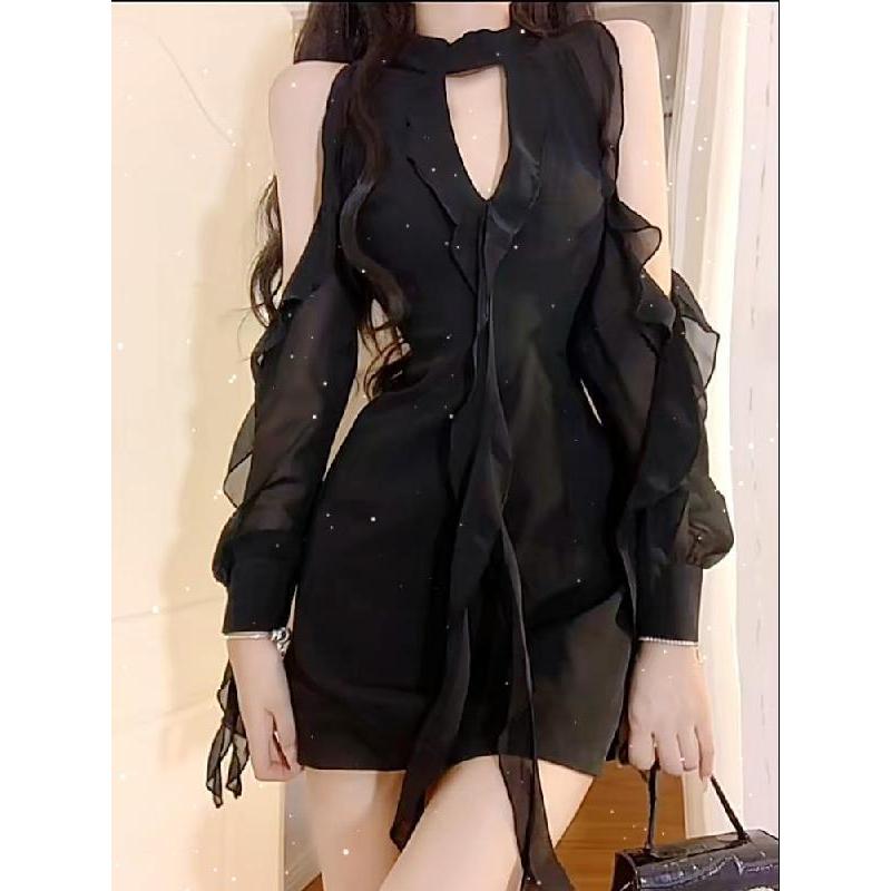 Đầm Quây Voan màu đen, form slimfit, phù hợp mùa hè