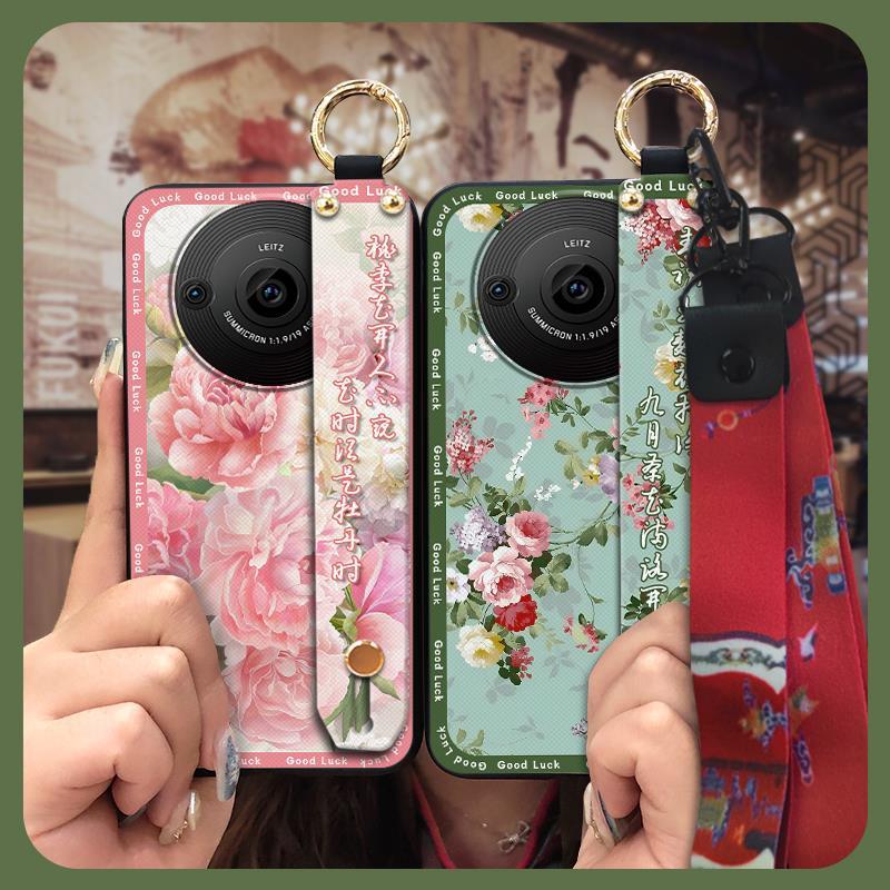 Ốp Lưng Dây Đeo Cổ Tay Ốp lưng Sharp Aquos R8 Pro / SH-51D / R8S Pro Vỏ Mềm Phong Cách Trung Hoa Chống Sốc Thời Trang Bảo Vệ Chống Va Đập Cho Mẹ Giá Đỡ Điện Thoại Silicon Chống Thấm Nước