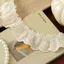 TOPTOOLCX Vải Ren, Thiết Kế Ruffle Trắng Ruffle Ren Viền, Phụ Kiện Quần Áo Chiều Rộng 4cm Vải Cotton Viền