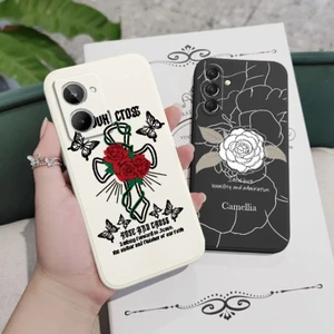 Ốp Điện Thoại Hoa Hồng Đỏ Retro Màu Trắng Cho Redmi Note 11 10 Pro Redmi Note 15 Pro + 10S Ốp lưng TPU Mềm Chống Sốc